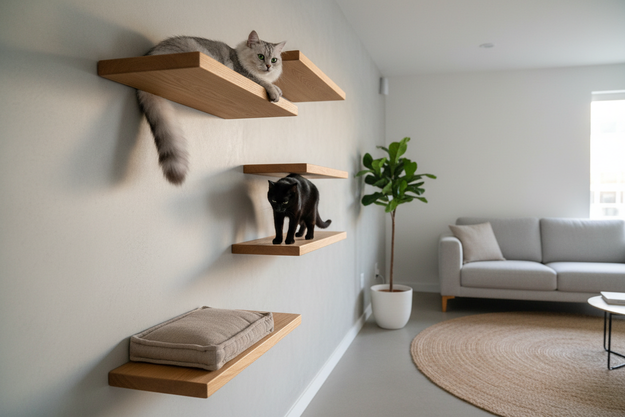 Zero Floor Space: How Cat Wall Shelves Transform Small Apartments