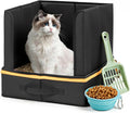 Travel Litter Box for Cats with High Side, Portable Kitty Litter Travel Box with Collapsible Baffle Waterproof Scratch-Proof Kitty Litter Pan for Car, Road Trip, Hotel