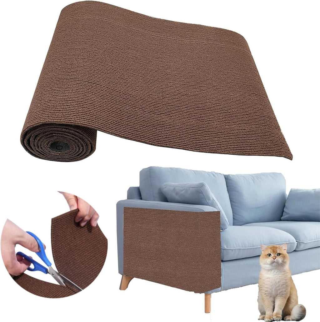 Cat Scratch Couch Furniture Protector, Adhesive Cat Scratch Pad Deterrent for Furniture, DIY Climbing Cat Scratcher Couch Protector from Cat Claws Scratching for Indoor (Brown,78.7x15.8In)
