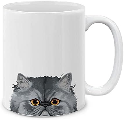 MUGBREW Gray Chinchilla Persian Cat Ceramic Coffee Mug Tea Cup, 11 OZ