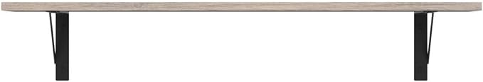 DINZI LVJ Long Wall Shelves, 31.5 Inch Wall Mounted Shelves Set of 2, Easy-to-Install, Wall Storage Ledges with Sturdy Metal Brackets for Living Room, Bathroom, Bedroom, Kitchen, Greige