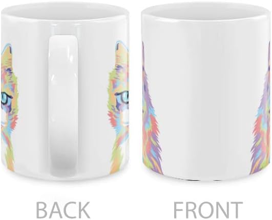 MUGBREW Pastel Colorful Cat Vector Portrait Ceramic Coffee Mug Tea Cup, 11 OZ