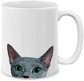 MUGBREW Russian Blue Cat Ceramic Coffee Mug Tea Cup, 11 OZ