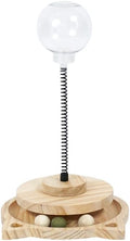 Cat Toy Treat Ball Treat Dispenser Toy, with Catnip,Roller Track Interactive Cats Toys Indoor Kitten, Cat Food Toy Solid Wood Feeder Ball (for Smaller cat Food)
