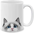 MUGBREW White Silver Point Ragdoll Cat Ceramic Coffee Mug Tea Cup, 11 OZ