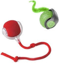 Interactive Cat Ball Toy – Smart Rolling Pet Ball with Obstacle Avoidance, USB Rechargeable, Cord Tail Design – Fun Enrichment Toy for Indoor Cats & Small Dogs (Green + Red)