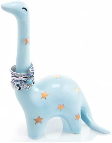 PUDDING CABIN Blue Dinosaur Ring Holder Engagement Wedding Ring Stand, Rings Oragnizer, Mothers Day Christmas Birthday Gifts for Women, Dinosaur Decor