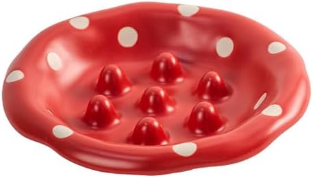 Ceramic Slow Feeders Cat Bowl Set with Wooden Stand, Elevated Pet Slow Dishes Protects Pet's Gut and Neck, Suitable for Kittens and Pubby to Eat Dry and Wet Food