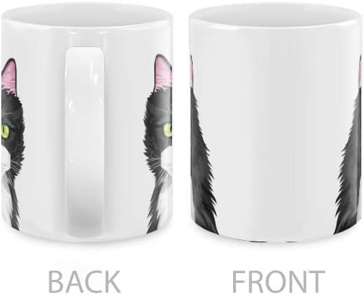 MUGBREW Black White Tuxedo Cat Vector Portrait Ceramic Coffee Mug Tea Cup, 11 OZ