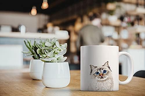MUGBREW Cute Seal Lilac Tabby Point Birman Cat Ceramic Coffee Mug Tea Cup, 11 OZ
