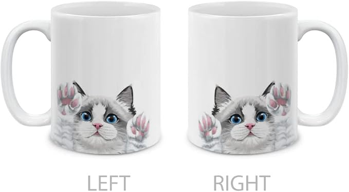 MUGBREW White Silver Point Ragdoll Cat Paws Up Ceramic Coffee Mug Tea Cup, 11 OZ