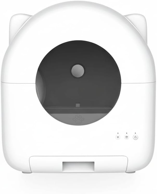Aloewxx Self Cleaning Litter Box, Automatic Litter Box, Odor Control Robot, Cat Ears Design, 65L APP Real-Time Monitor, Cat Litter-Boxs for Multiple Cats, Safety Sensors, with 1 Trash Bag