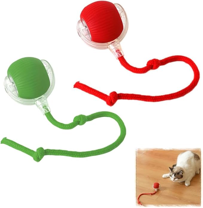 2pcs Innovative Interactive Cat Toy Balls, Automatic Moving Spheres for Engaging Indoor Cats (Green+Red)