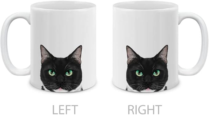 MUGBREW Tuxedo Cat White Chin Ceramic Coffee Mug Tea Cup, 11 OZ