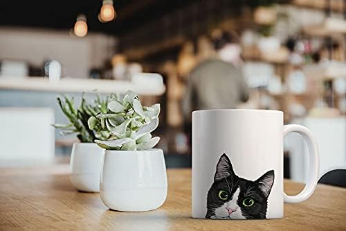 MUGBREW Tuxedo Cat Kitten Ceramic Coffee Mug Tea Cup, 11 OZ
