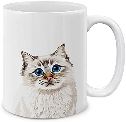 MUGBREW Cute Seal Lilac Tabby Point Birman Cat Ceramic Coffee Mug Tea Cup, 11 OZ