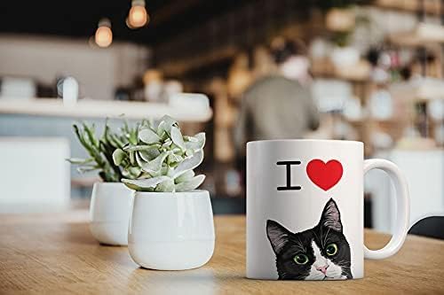 MUGBREW I Love Tuxedo Cat Ceramic Coffee Mug Tea Cup, 11 OZ