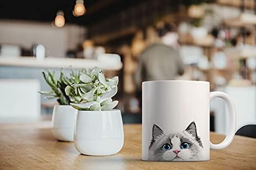 MUGBREW White Silver Point Ragdoll Cat Ceramic Coffee Mug Tea Cup, 11 OZ