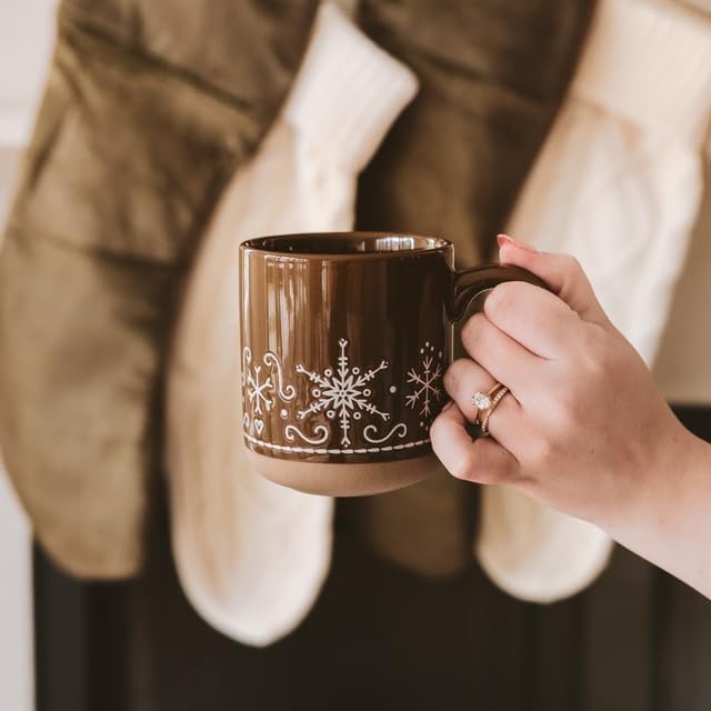 Sweet Water Decor Gingerbread Coffee Mug, 14oz Stoneware Christmas Mug, Dishwasher & Microwave Safe, Large Holiday Winter Cup for Coffee, Tea & Hot Chocolate, Stocking Stuffer Gifts for Women