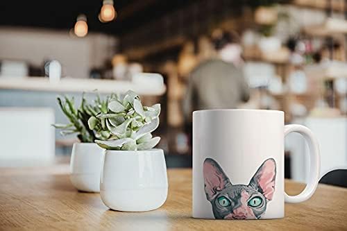 MUGBREW Sphynx Kitten Cat Ceramic Coffee Mug Tea Cup, 11 OZ