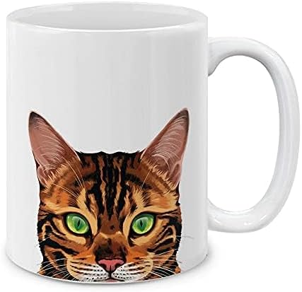 MUGBREW Spotted Brown Bengal Cat Ceramic Coffee Mug Tea Cup, 11 OZ