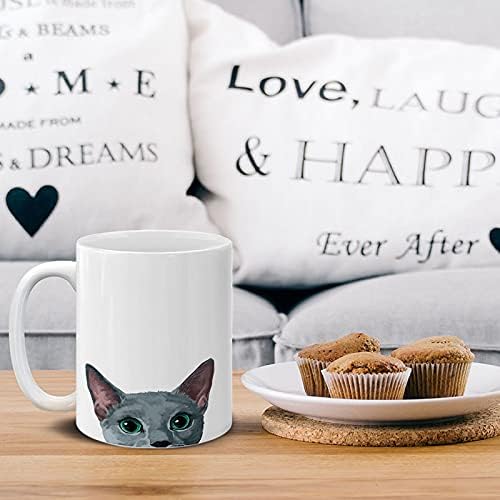MUGBREW Russian Blue Cat Ceramic Coffee Mug Tea Cup, 11 OZ