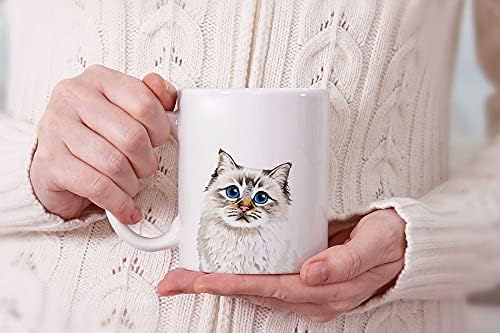 MUGBREW Cute Seal Lilac Tabby Point Birman Cat Ceramic Coffee Mug Tea Cup, 11 OZ