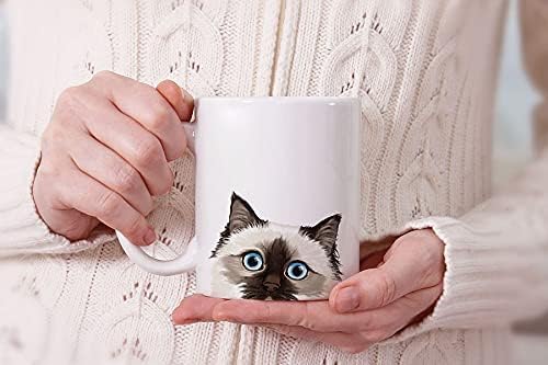 MUGBREW Chocolate Point Birman Cat Ceramic Coffee Mug Tea Cup, 11 OZ