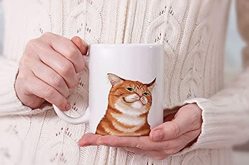 MUGBREW Cute Smirking Orange Tabby Cat Ceramic Coffee Mug Tea Cup, 11 OZ
