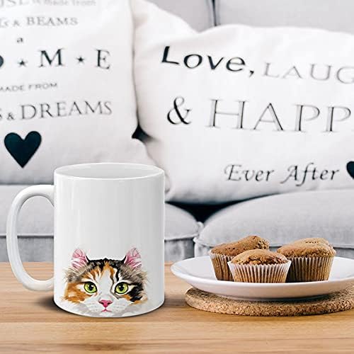 MUGBREW Calico American Curl Longhair Cat Ceramic Coffee Mug Tea Cup, 11 OZ