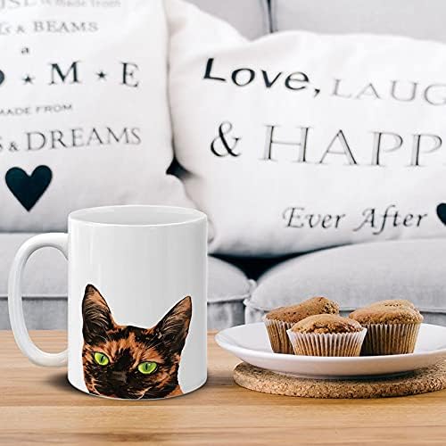 MUGBREW Black Orange Tortoiseshell Cat Ceramic Coffee Mug Tea Cup, 11 OZ
