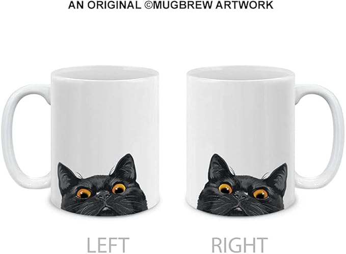 MUGBREW Black Bombay Kitten Cat Ceramic Coffee Mug Tea Cup, 11 OZ