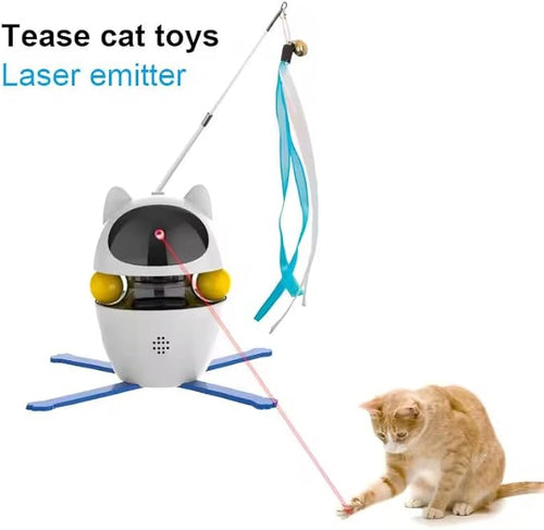 4-in-1 Interactive Cat Toy, Electronic Robot Ball Wand Teaser with Feather, Automatic Pet Entertainment