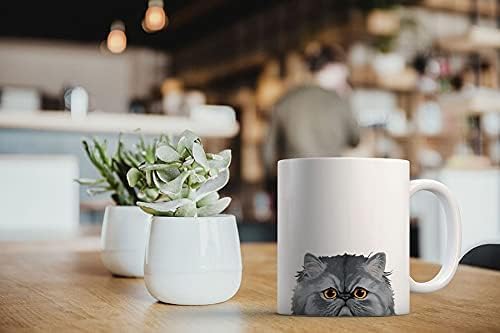 MUGBREW Gray Chinchilla Persian Cat Ceramic Coffee Mug Tea Cup, 11 OZ