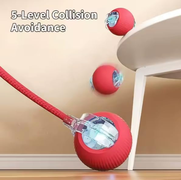 2025 Upgraded Interactive Cat Dog Toy Balls, Automatic Cat Ball Toys with Elastic Mesh Tail, Rolling Interactive Ball Toy, Green (Green)