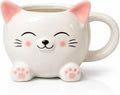 Cute Cat Coffee Mug – 16oz Ceramic Animal Mug, Handmade Gift for Cat Lovers, Cute Kawaii Coffee & Tea Cup – White Tabby