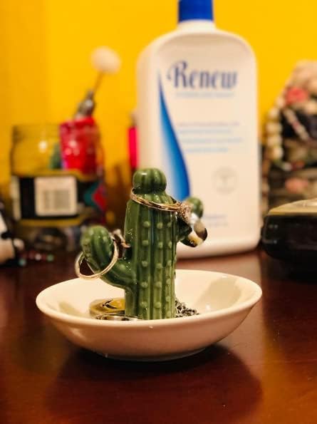 PUDDING CABIN Cactus Gifts for Women Christmas, Cactus Ring Holder Dish, Birthday Gifts for Women Thanksgiving Xmas Valentine's Day, Decorative Cactus Decor, Home Decor