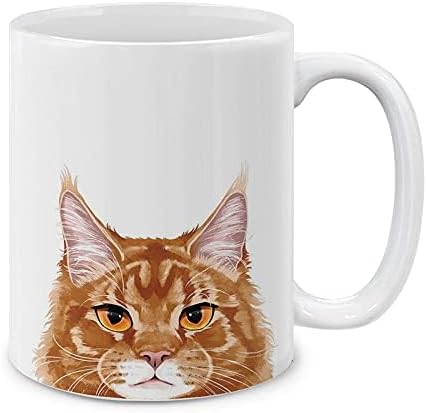 MUGBREW Ginger Orange Tabby Maine Coon Cat Ceramic Coffee Mug Tea Cup, 11 OZ