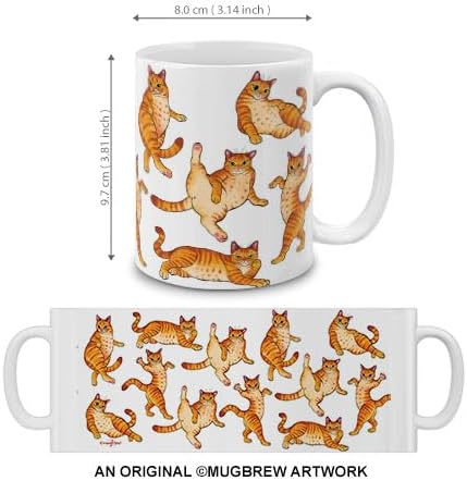 MUGBREW Orange Tabby Cat Funny Playful Postures Ceramic Coffee Mug Tea Cup, 11 OZ