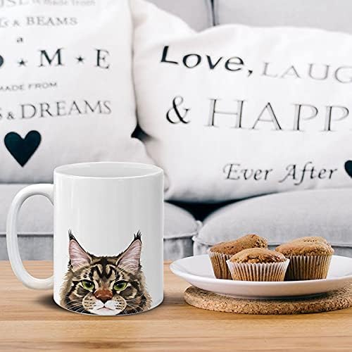 MUGBREW Black Brown Maine Coon Cat Ceramic Coffee Mug Tea Cup, 11 OZ