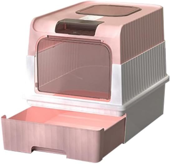 Cat Litter Box, Fully Enclosed, Odorless, Capacity Premium Cat (BY-4202) (Pink)