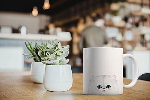 MUGBREW Snow White Persian Cat Ceramic Coffee Mug Tea Cup, 11 OZ