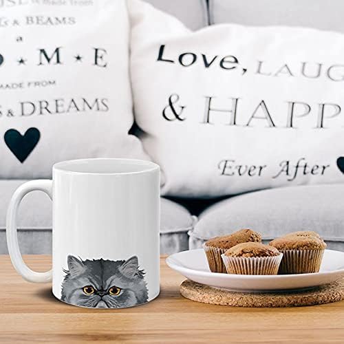 MUGBREW Gray Chinchilla Persian Cat Ceramic Coffee Mug Tea Cup, 11 OZ