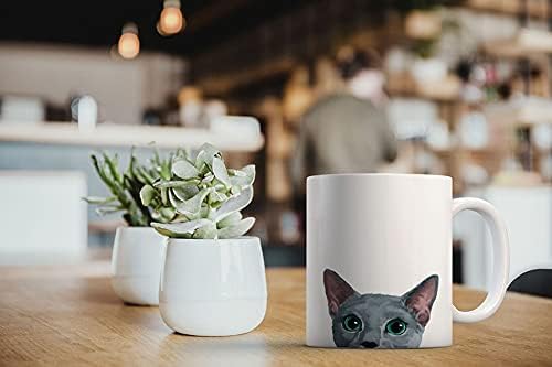MUGBREW Russian Blue Cat Ceramic Coffee Mug Tea Cup, 11 OZ