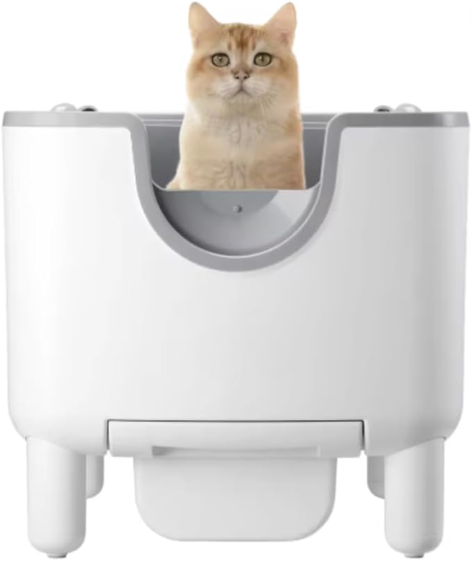 F6 Self-Cleaning Litter Box - Open-Top Automatic Cat Litter Box with Odor Control, Safety Features, and Easy Maintenance