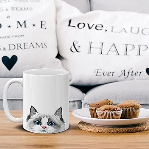 MUGBREW White Silver Point Ragdoll Cat Ceramic Coffee Mug Tea Cup, 11 OZ
