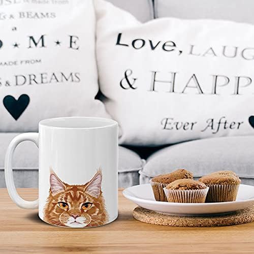 MUGBREW Ginger Orange Tabby Maine Coon Cat Ceramic Coffee Mug Tea Cup, 11 OZ