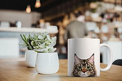 MUGBREW Black Brown Maine Coon Cat Ceramic Coffee Mug Tea Cup, 11 OZ