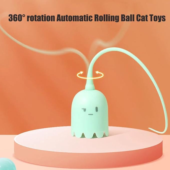 AIIONP Indoor Cat Toys, Interactive Cat Toys Ball for Indoor, Automatic Rolling Ball Cat Toys, USB Rechargeable, Fun Electric Cat Toy for Activate Natural Hunting (Green)