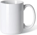 16 OZ Porcelain Coffee Mug, Classic Blank Ceramic Cup with Large Handle for Tea Latte Cappuccino, White